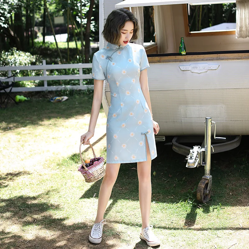 Женское праздничное платье с принтом маргариток элегантное китайское