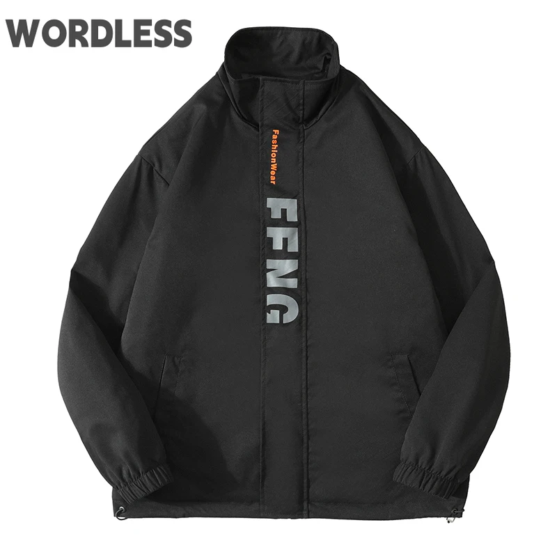 

Mens Baseball Jacket Hip Hop Solid Color Loose Jackets 2023 New Spring Autumn Stand Collar Zipper Men's Windbreaker Sportswear
