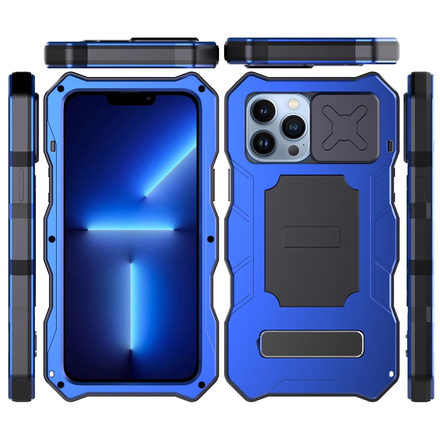 360° Metal Bracket Cover For iPhone 14 13 12 Pro Max Case Camera Protection Armor Heavy Duty Shockproof Phone Case Coque Fundas