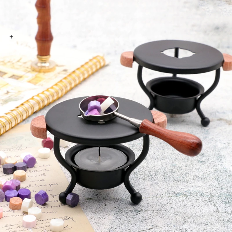 

Retro Tripod Sealing Wax Furnace Stove Wooden Handle Sealing Wax Spoon Wax Seal Heater DIY Stamp Invitation Card Wax Seal Tools