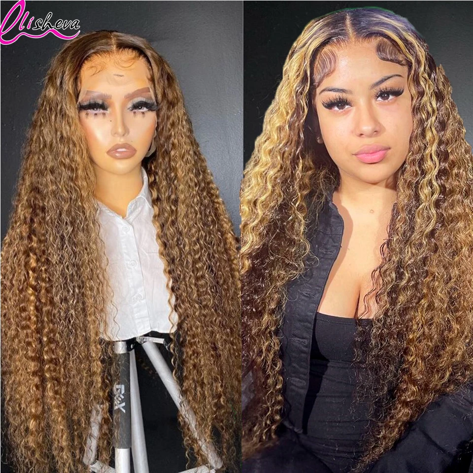 

Ombre Curly Lace Front Human Hair Wigs Brazilian Highlight Blonde HD Lace Frontal 1B 30 Glueless Wigs For Black Women Human Hair
