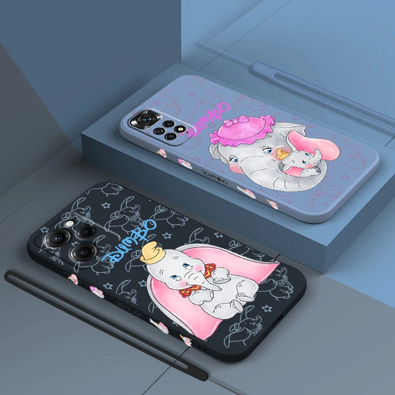 

Cartoon Dumbo Cute For Xiaomi Redmi Note 12 11 11T 10 10S 9 9S 9T 8 8T 7 Pro Plus Speed Liquid Left Rope Phone Case Coque Capa