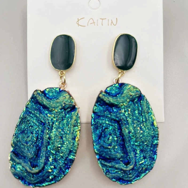 Крупные висячие серьги Minar из натурального камня для женщин зеленые