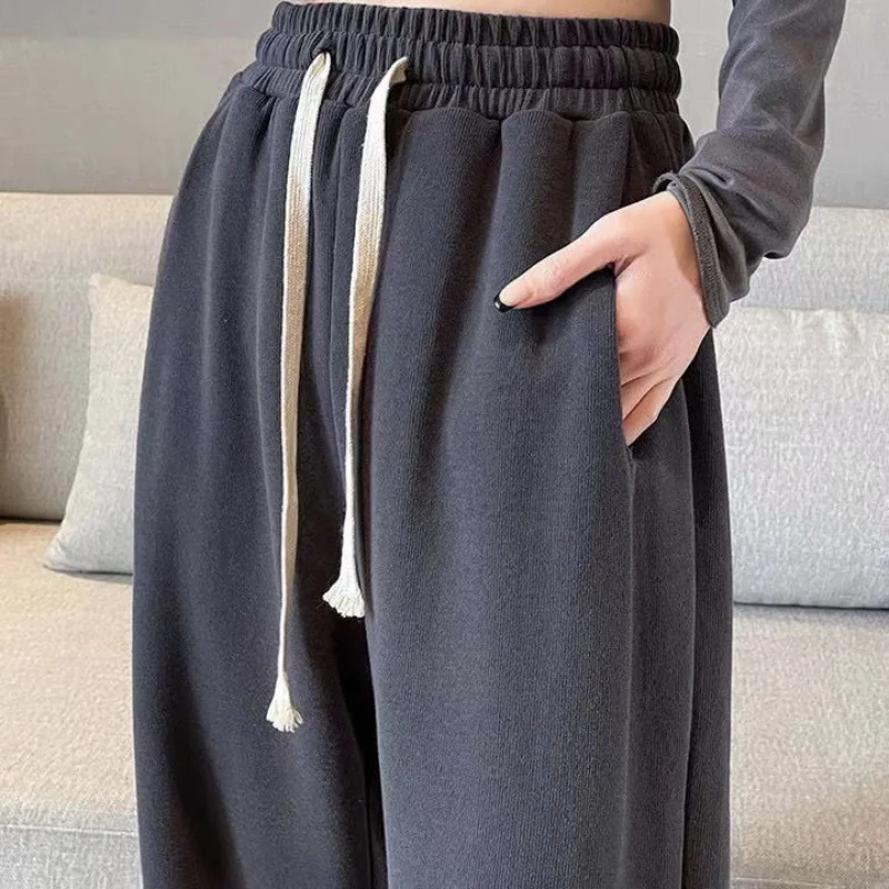 

Spring and Summer New Women's Drawstring Solid Wide Leg Trousers Casual Fashion Korean Women's Trousers Baggy Pants 681