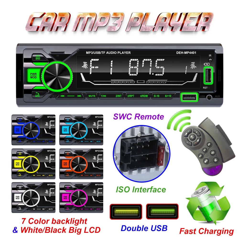 

1 Din 12 в стерео плеер цифровой Bluetooth Автомобильный MP3-плеер FM-радио приемник стерео аудио Музыка USB/SD с входом AUX для приборной панели