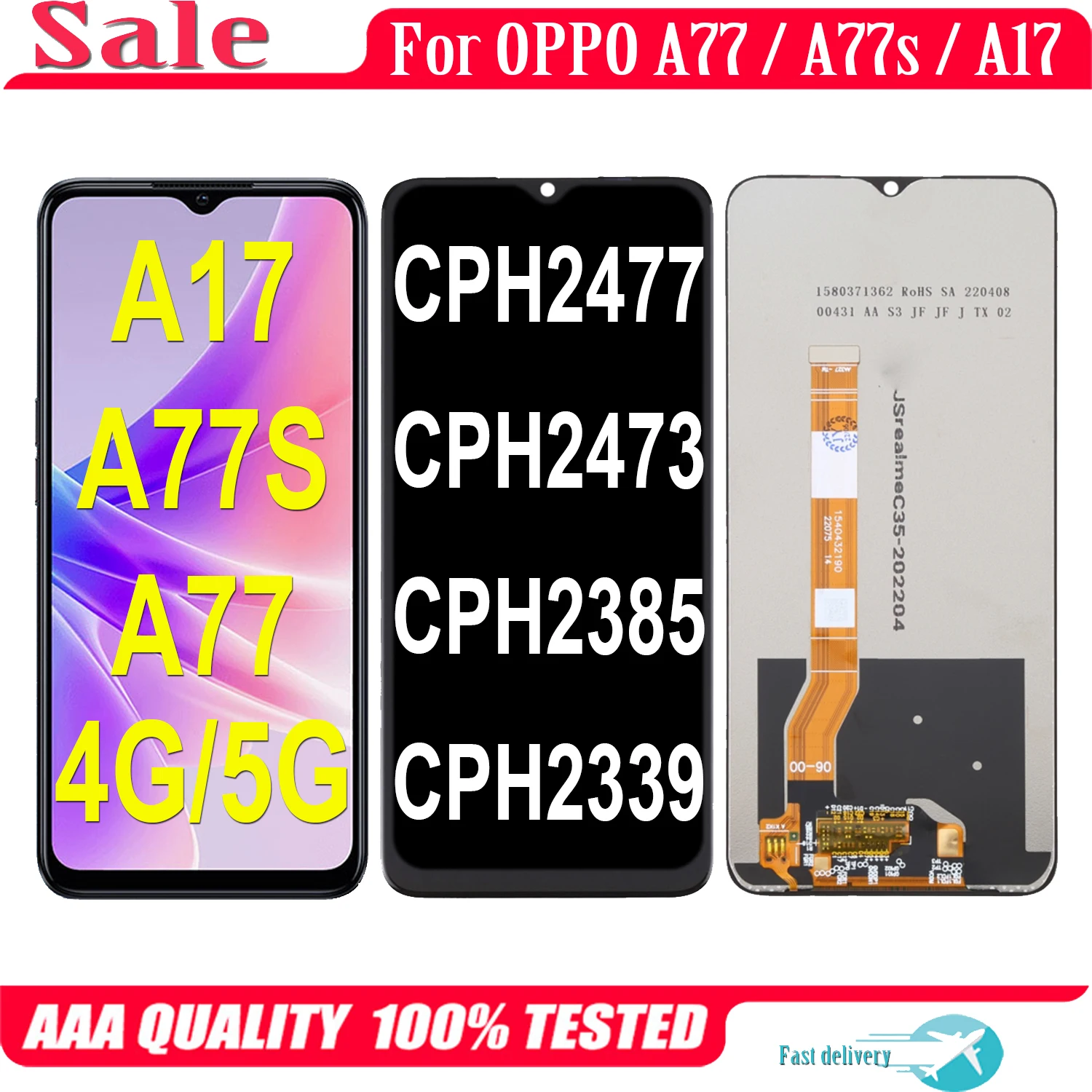 Оригинальный ЖК-дисплей для OPPO A77 A77s A17 CPH2339 CPH2473 CPH2477 CPH2385, сенсорный экран, дигитайзер в сборе