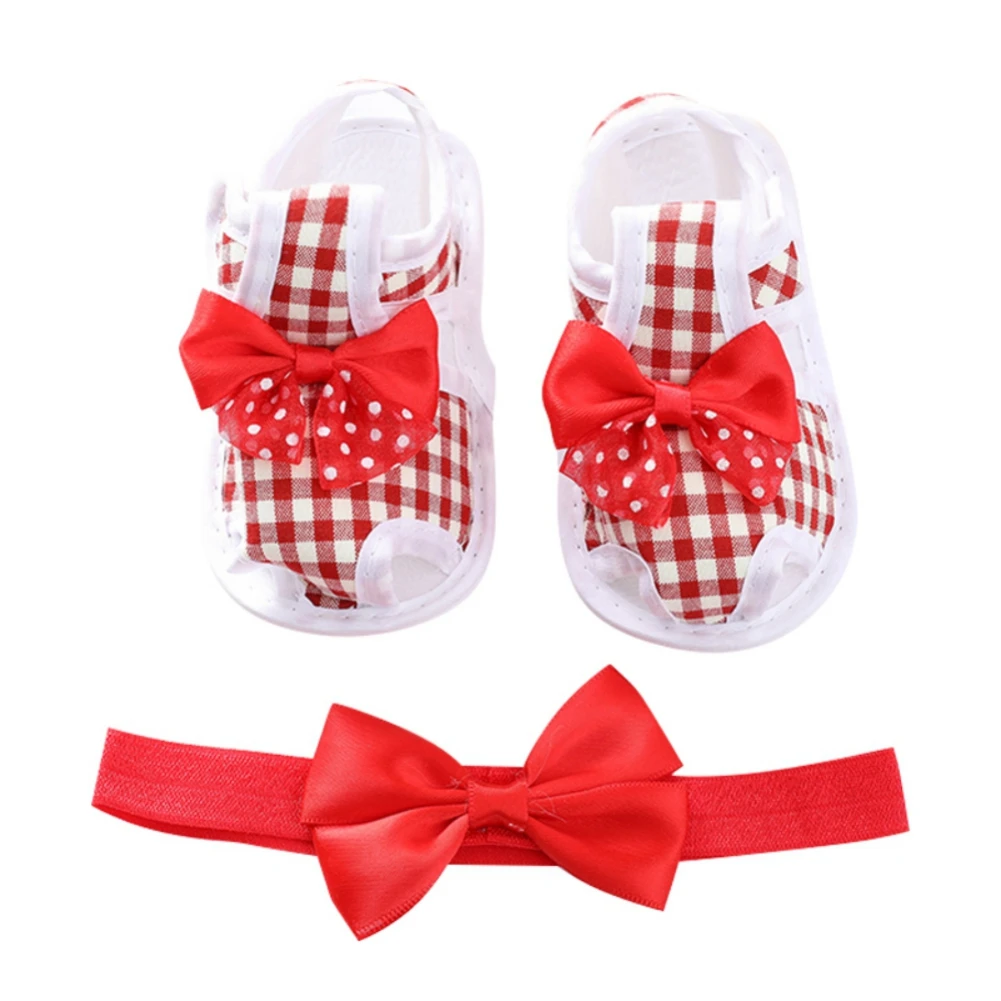 

Baywell Summer Infant Girl Sandals Cute Flower Anti-Slip First Walkers Baby Party Gift Princess Shoes + Hair Band 0-12 Months