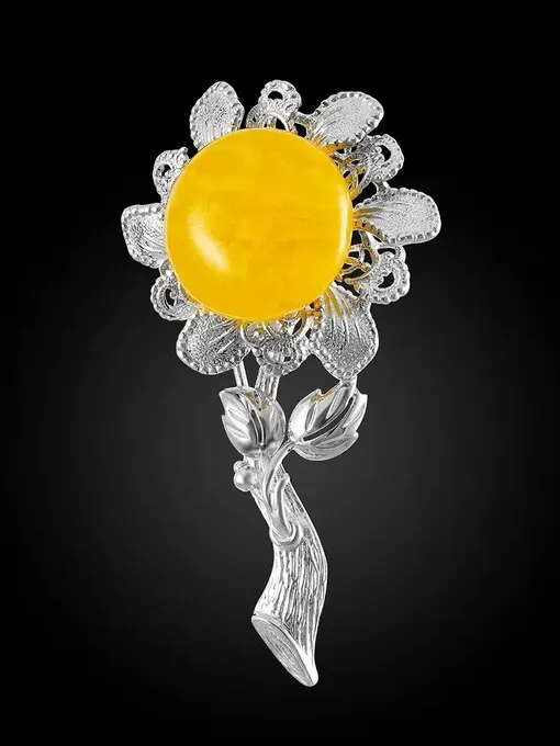 Рисунок 3 - Эффектная серебряная брошь «Подсолнух»