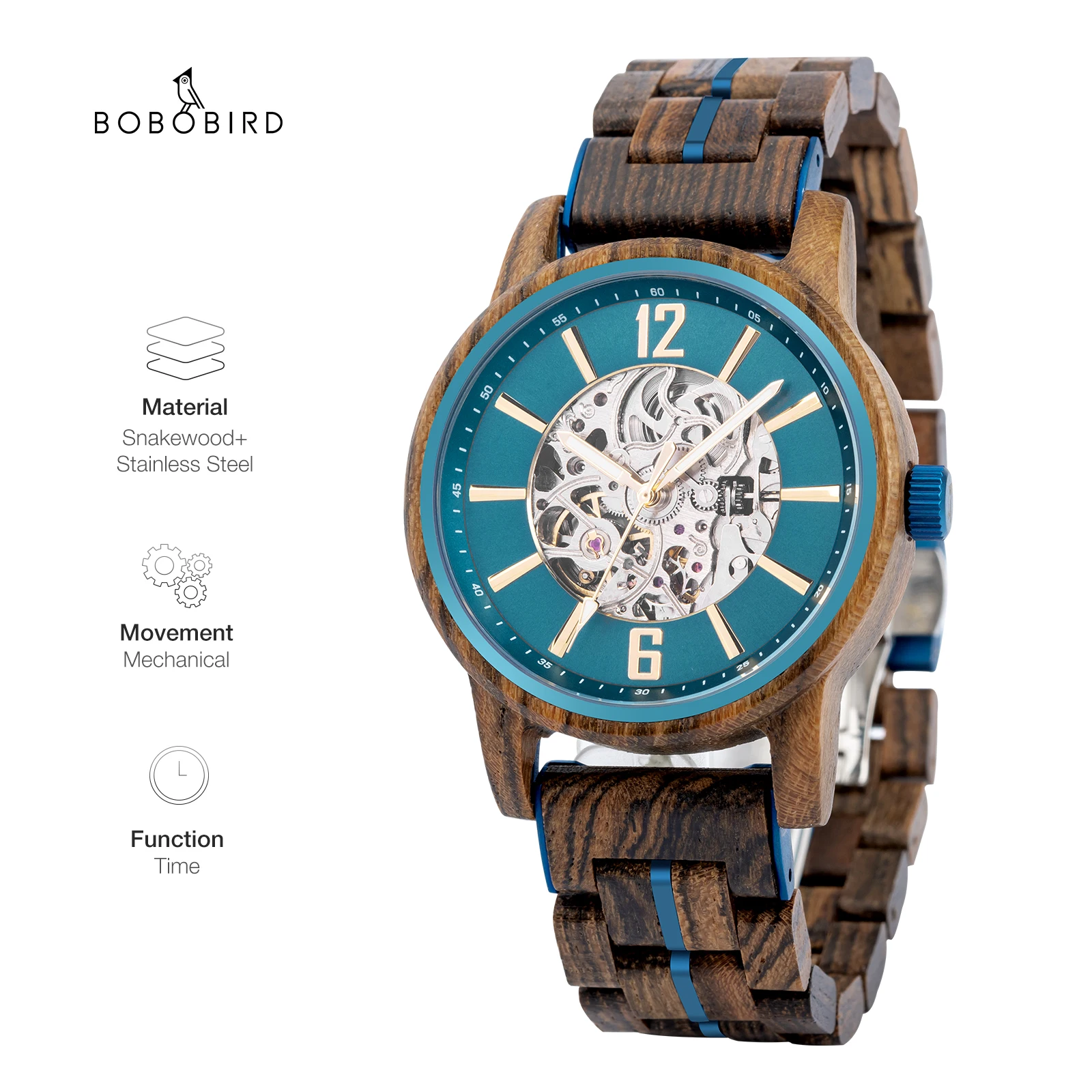 BOBO BIRD Watch for Men Top Brand Luxury 2022 New Stainless Steel Automatic Mechanical Wooden Men's Watches Relogio Masculino