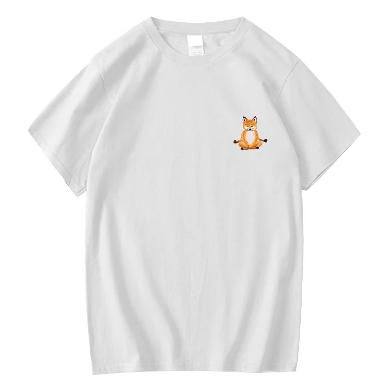 

Men Cotton T-Shirt Luxury Brand Maison Fox Printed Short Sleeve Tops Street Fashion Girls Loose Casual White Tee Top