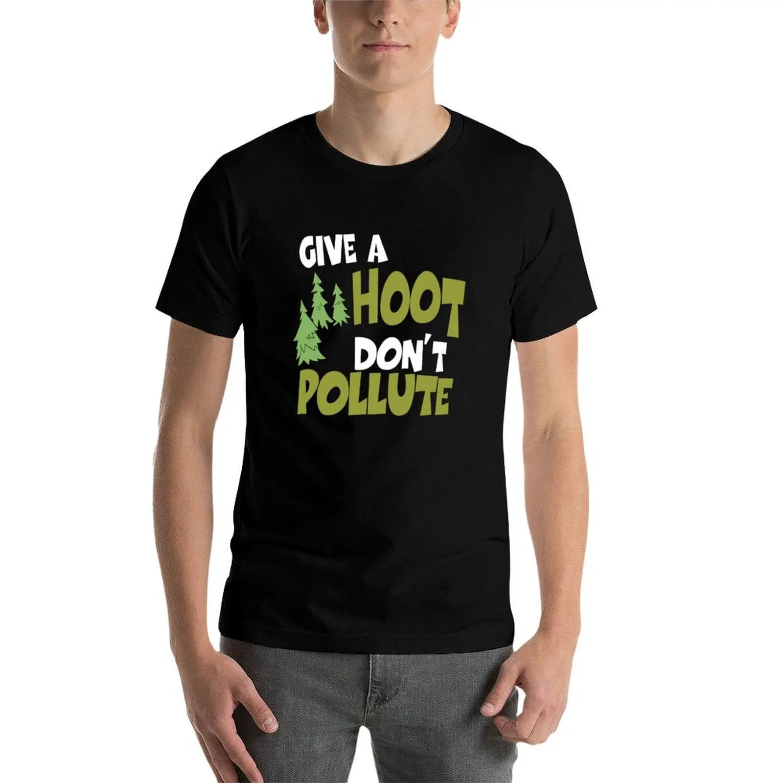 Фото Футболка Give a Hoot Don't Pollute, повседневный минималистичный топ с короткими рукавами №4