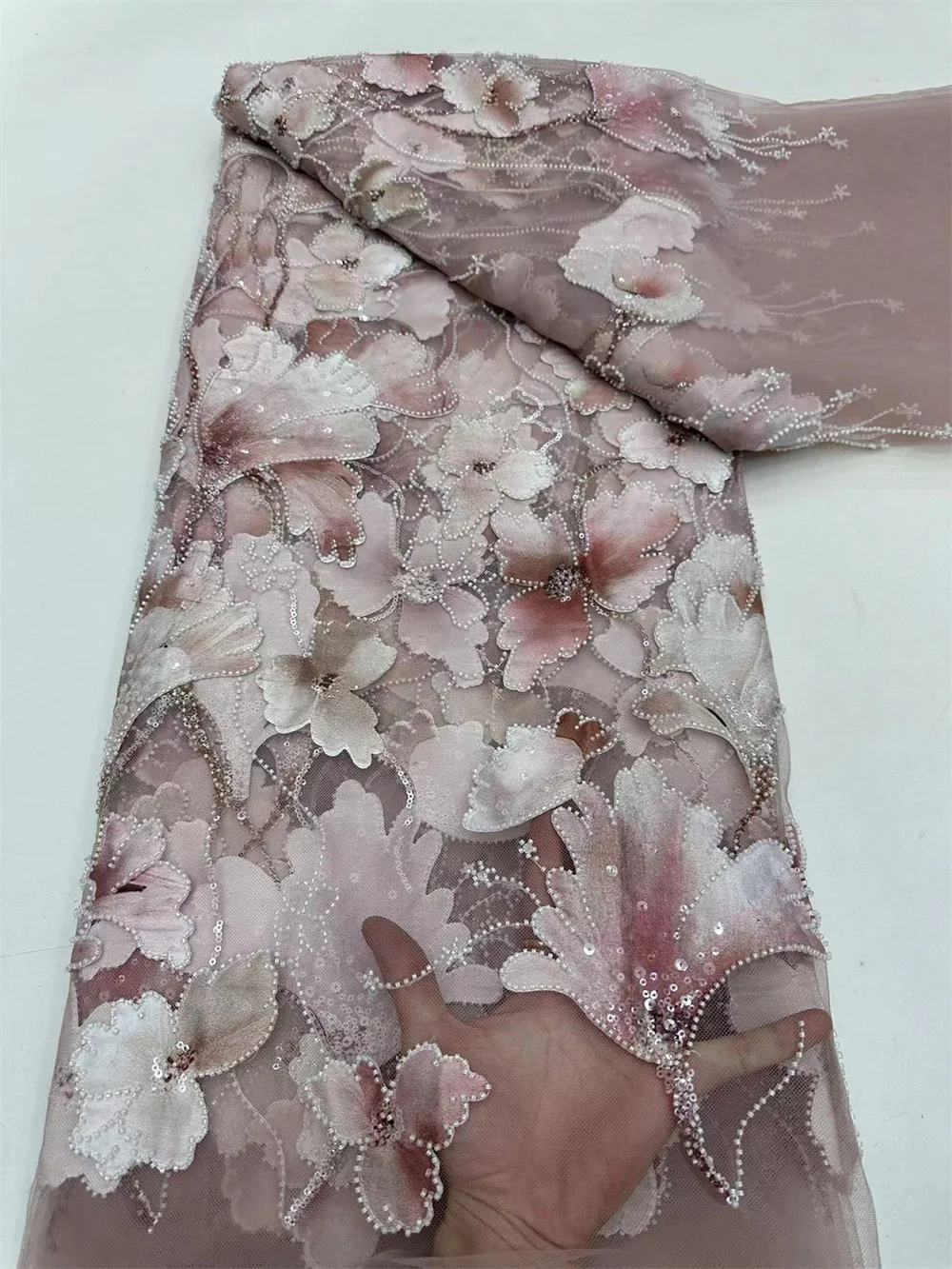 Африканская кружевная ткань с цветочной вышивкой высококачественная 2024 5 ярдов