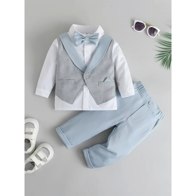 

Host Dress Two-Piece Set Collect Clothes British Spring and Autumn Long Sleeve Boys Autumn Clothing