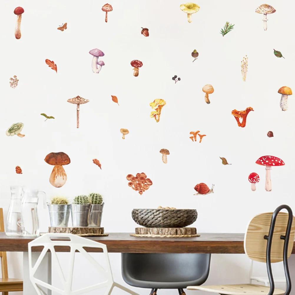

1 Set of Creative Wall Stickers Adorable Mushroom Wall Stickers Watercolor Mushroom Decals
