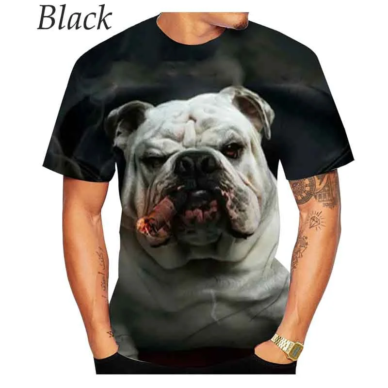 

XS-5XL Unisex Cute Bulldog 3D Printed Cute T-shirt Fitness Short Sleeve Tops Tee