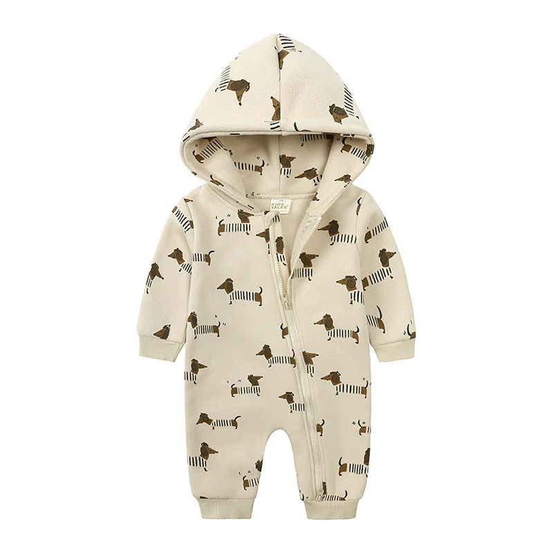 

Spring Autumn Infant Hooded Cardigan Jumpsuit Girl Baby Cartoon Print Long Sleeve Romper Fashion Boy Baby Cotton Casual Onesie