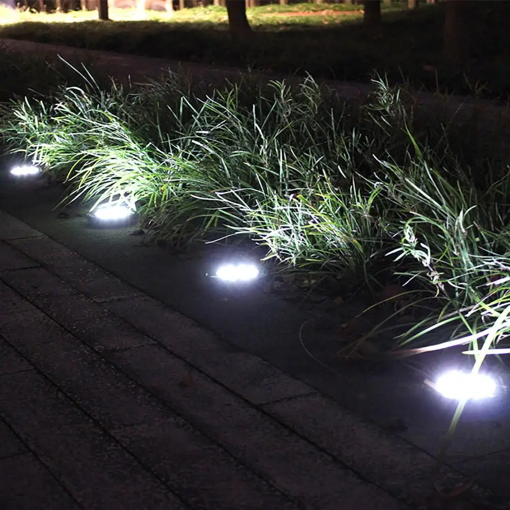 

4pcs 8LED Solar Waterproof Lawn Lights Garden Courtyard Landscape Decorative Lamps Imitation Marble Ground Light Spotlight