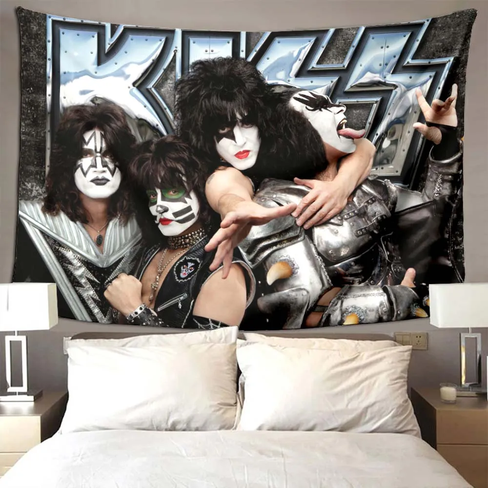 

Kiss Rock and Roll Band Music Tapestry Best Birthday Gift for Boyfriend Bar Club Man Cave Home Background Wall Decoration
