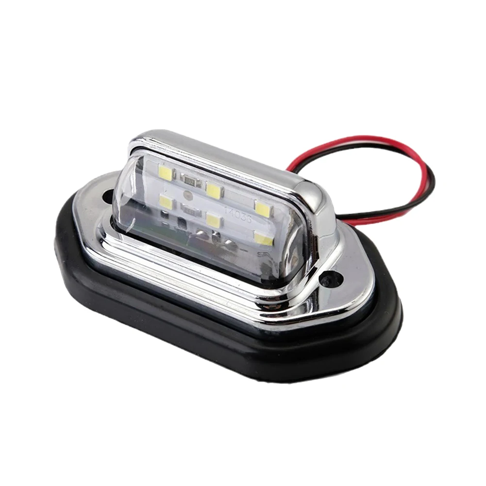 

For Motorcycles Boats Cars 1pc License Plate Lamp Auto License Plate Light 12-24V 2 Wires 6 LED White Light ABS