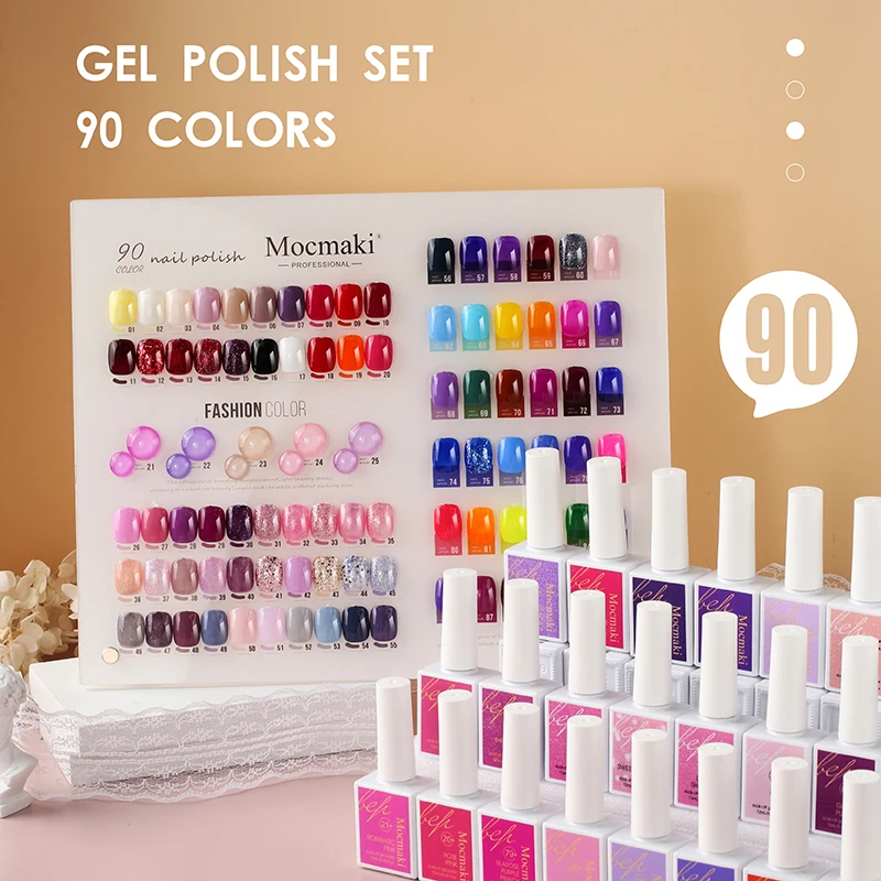 

Mocmaki 90 Colors Milky White Gel Nail Polish Set Professional Nail Art Manicure Gellack UV Semi-Permanent UV LED Gel Varnish