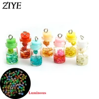 10cs simulation glass luminous bottle charms for jewelry making diy pendant necklaces keychain cute earring dry flower accessory