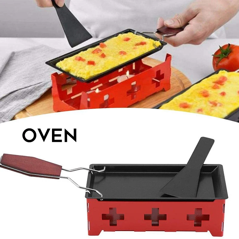 

Non-Stick Metal Cheese Raclette Pan with Spatula Candles Portable Mini Grilling Tool Practical Kitchen Gadgets Cheese Pan TS2