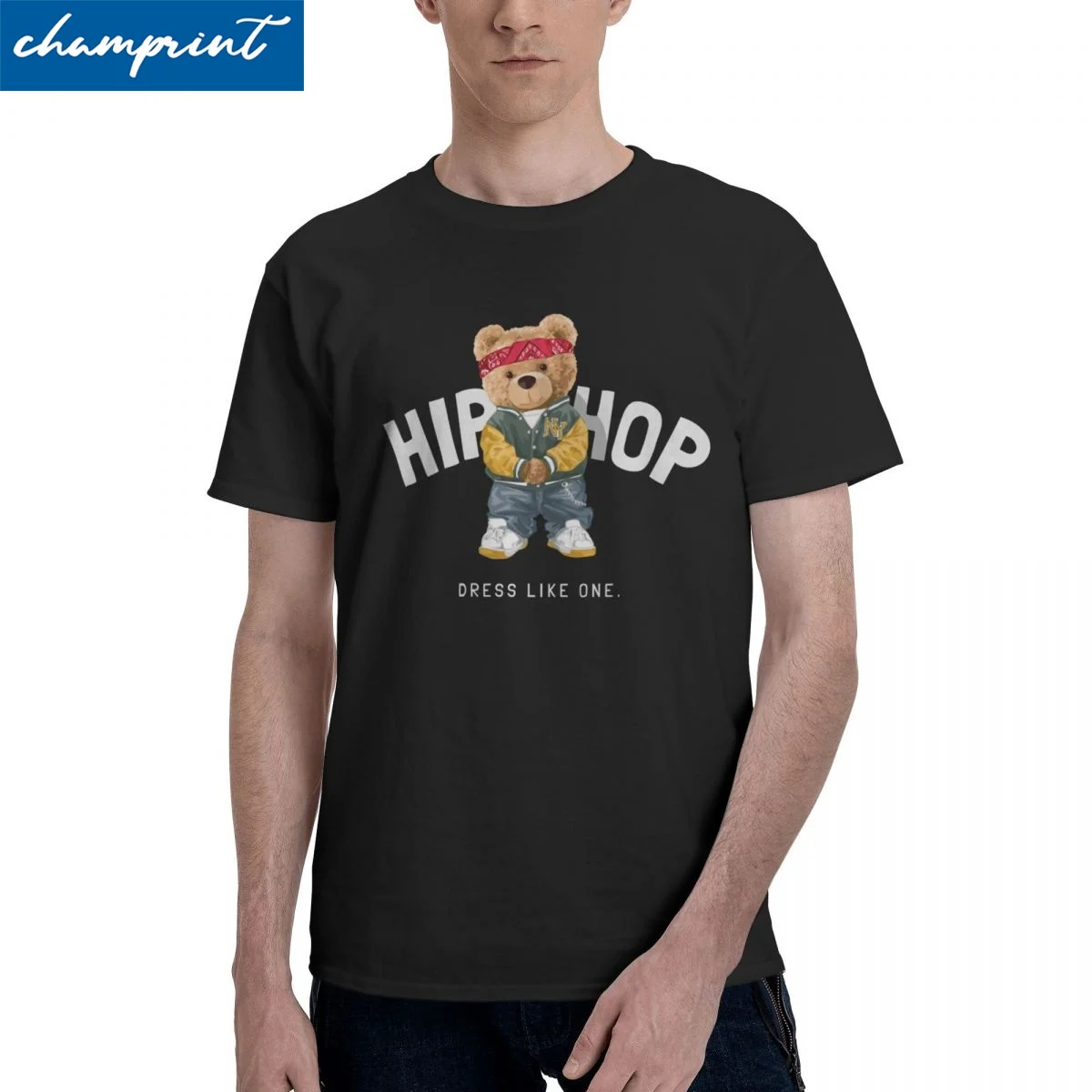 

Men Women Hip Hop Slogan Bear Doll Fashion Style T Shirts 100% Cotton Clothing Funny Short Sleeve O Neck Tees Plus Size T-Shirt