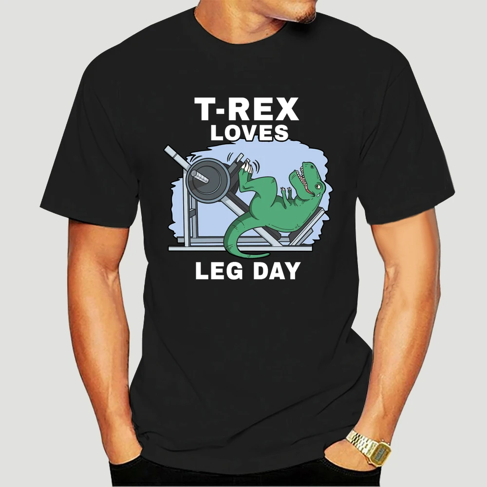 

2023 New Trex Tyrannosaurus Rex Dinosaur Leg Day Fitness T-shirt Cotton Men's Fitness Spring and Autumn Comics Custom Picture Sh