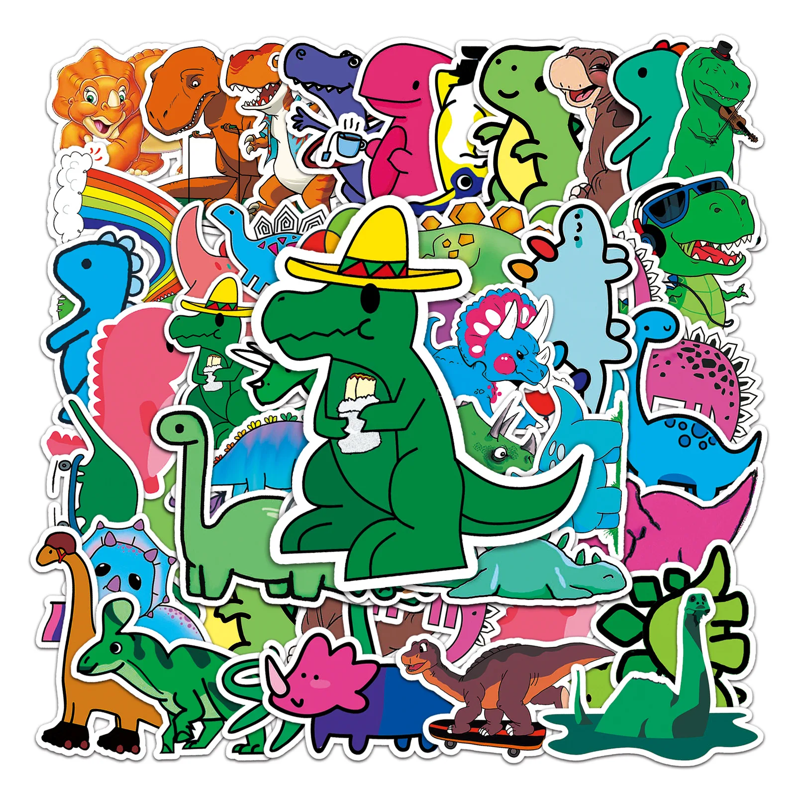 

10/30/50PCS Trendy Cartoon Dinosaur Stickers Pack Skateboard Guitar Decoration DIY Laptop New Waterproof Graffiti Decal Wholesal