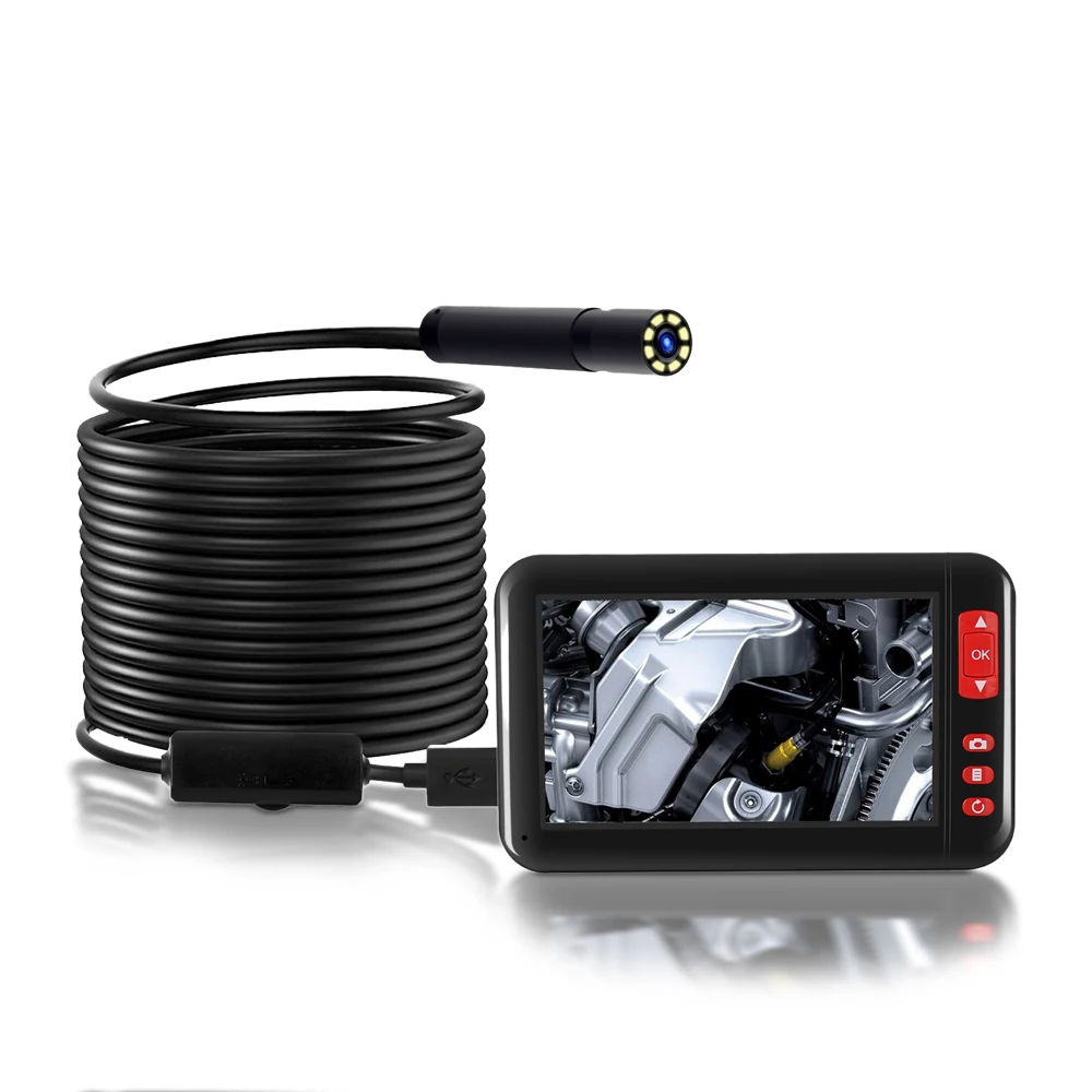 

4.3 Endoscope Camera HD 1080P 8mm with Inch Screen Display 2000mAh 8 LED Light Inspection Borescope Camera 2M/5M/10M