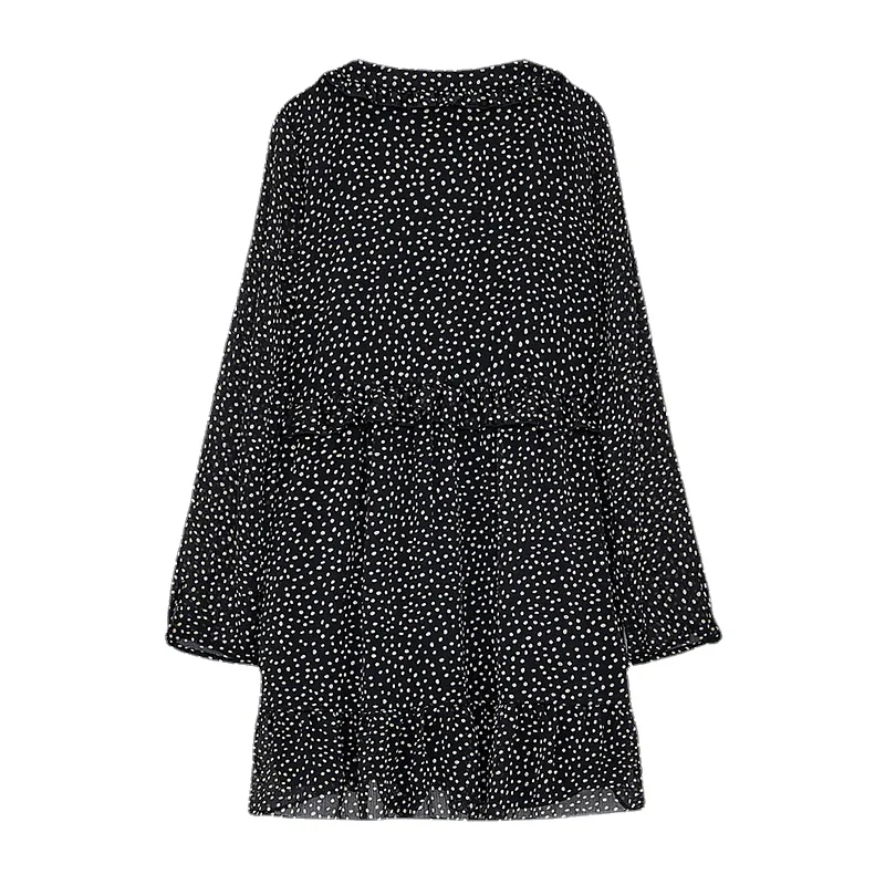 

2021 New European and American Spring High Waist Street Trendsetter Long Sleeve Chiffon V-neck Versatile Dress