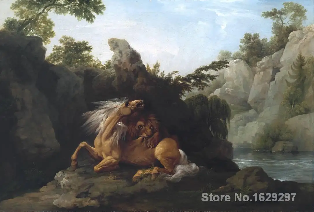 

Canvas Paintings for living room Horse Devoured by a Lion George Stubbs High quality Hand painted