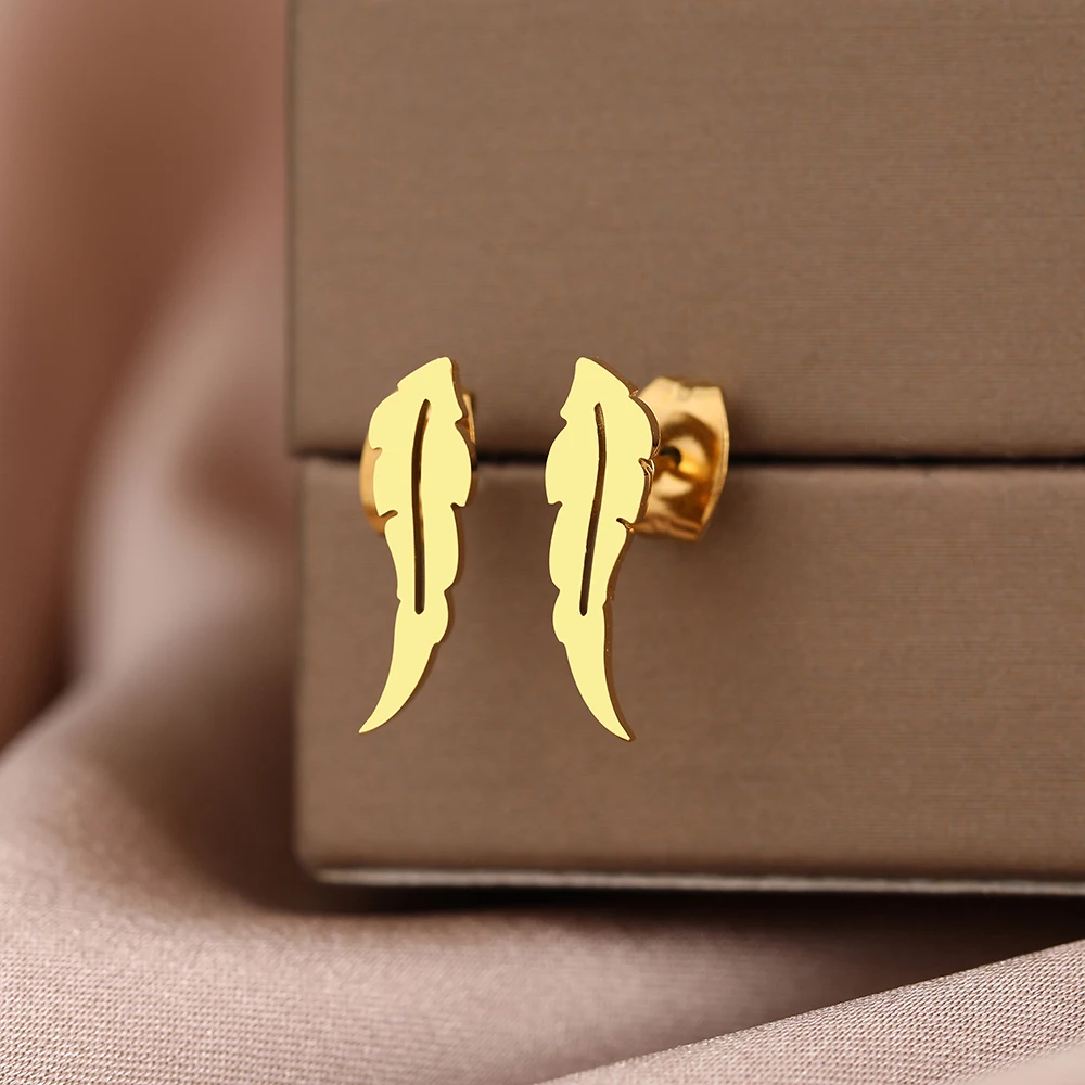 

Женские серьги-гвоздики из нержавеющей стали, с изящными перьями