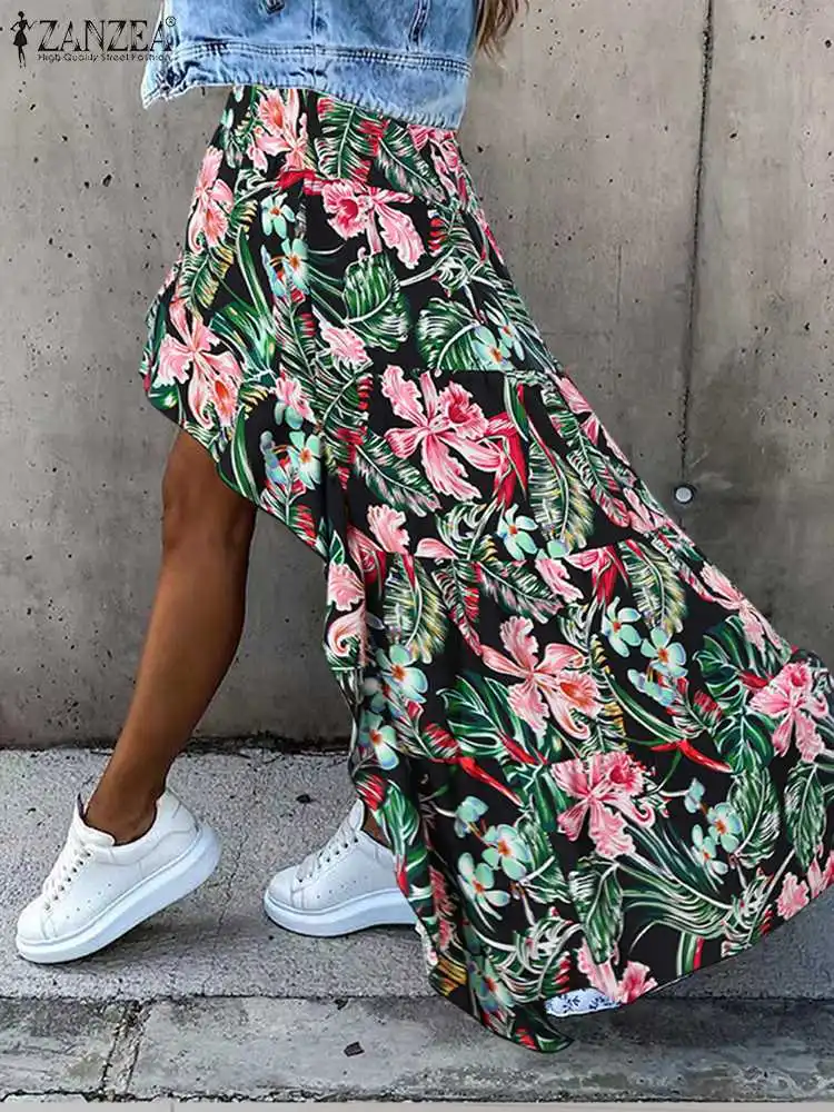 

Женский ассиметричный сарафан ZANZEA, повседневный Асимметричный богемный сарафан большого размера с оборками и поясом на резинке, лето 2022