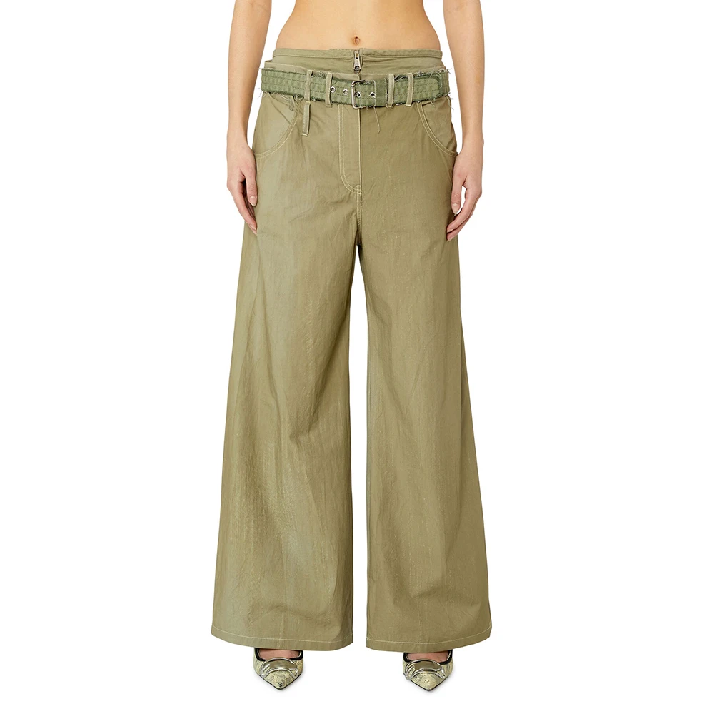 2023 Summer New Women's Pants Y2k Collision Color Stitching Double Waist Belt Decoration Fashion Casual Versatile Cotton Jeans