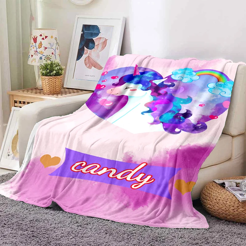 

Custom Name Blanket Flannel FleeceThrow Blanket Friends Son Daughter Birthday Gift Picnic Camping Noon Break Personalized Family