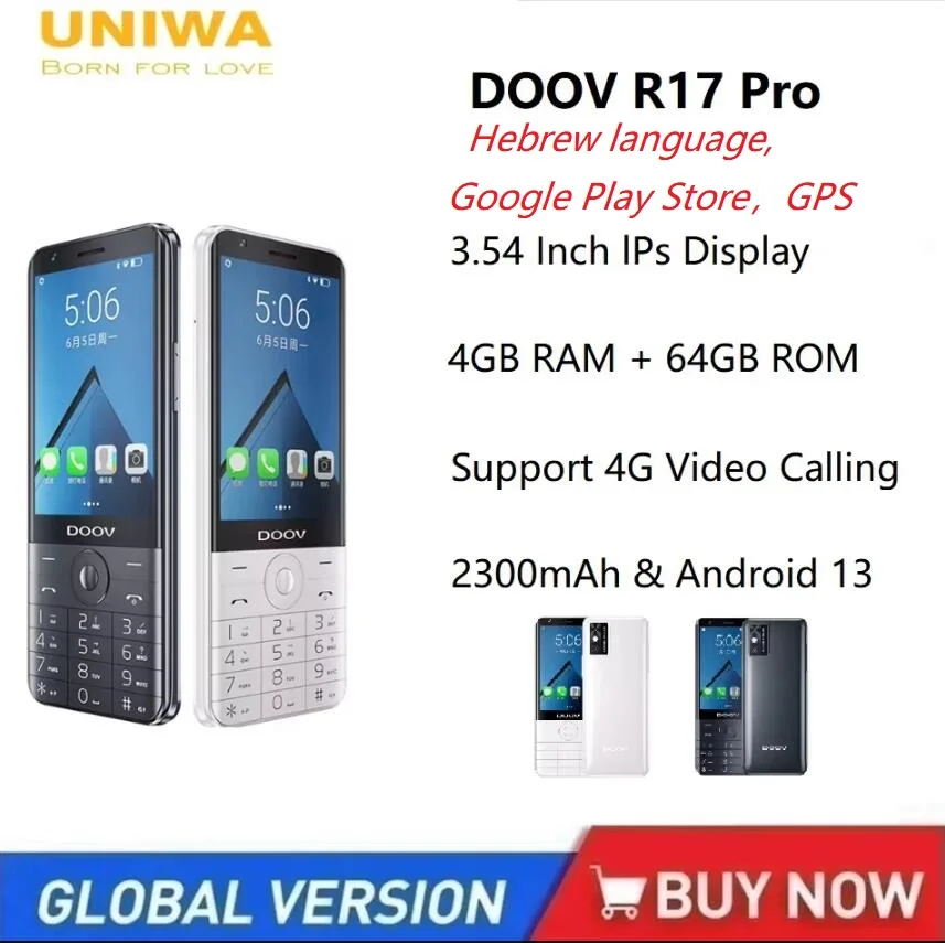 UNIWA DOOV R17 Pro 4G мобильный телефон с умным сенсорным экраном ...