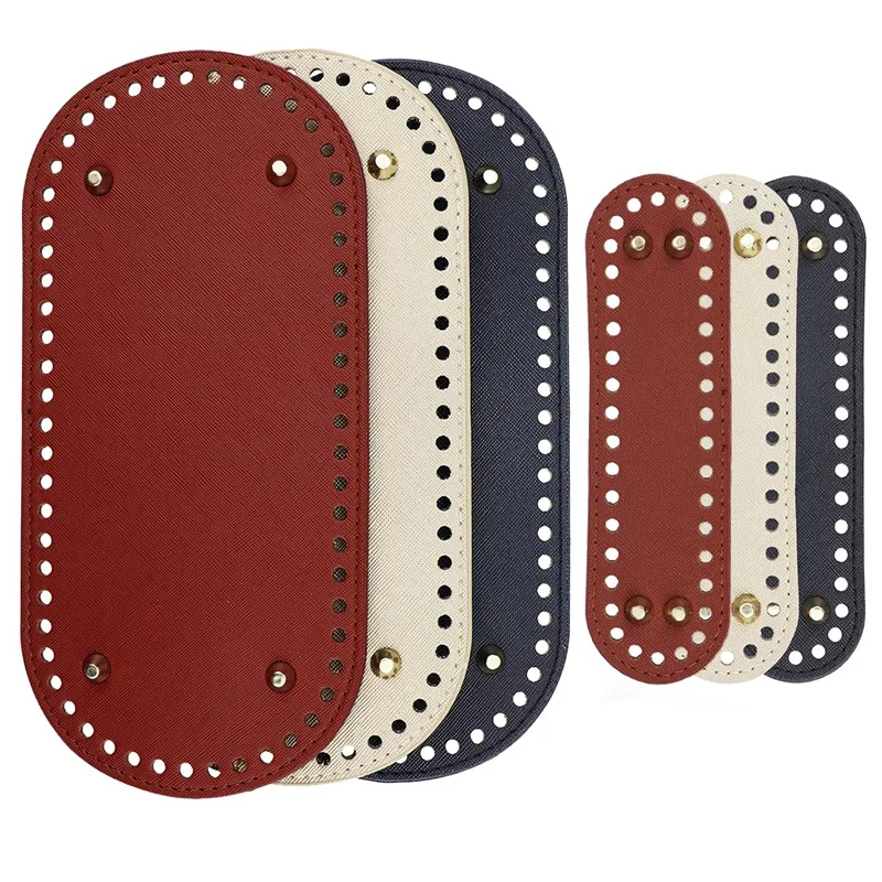 

6Pcs PU Leather Bag Bottom, Oval Knitting Crochet Bags Bottom Shaper Pad For Bags, DIY Shoulder Bag Crochet Accessories