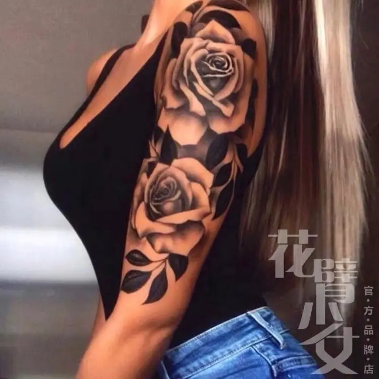 

Татуировки в стиле панк с цветами розы для женщин, пикантные художественные тату-наклейки на руку, водостойкая искусственная татуировка, стойкие Цветочные Временные татуировки, наклейки