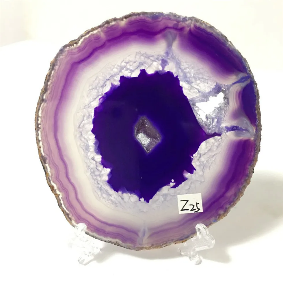 7-8CM Purple Blue Crystal AGATE SLAB Geode Slice Mineral Coaster Healing Reiki Decoration