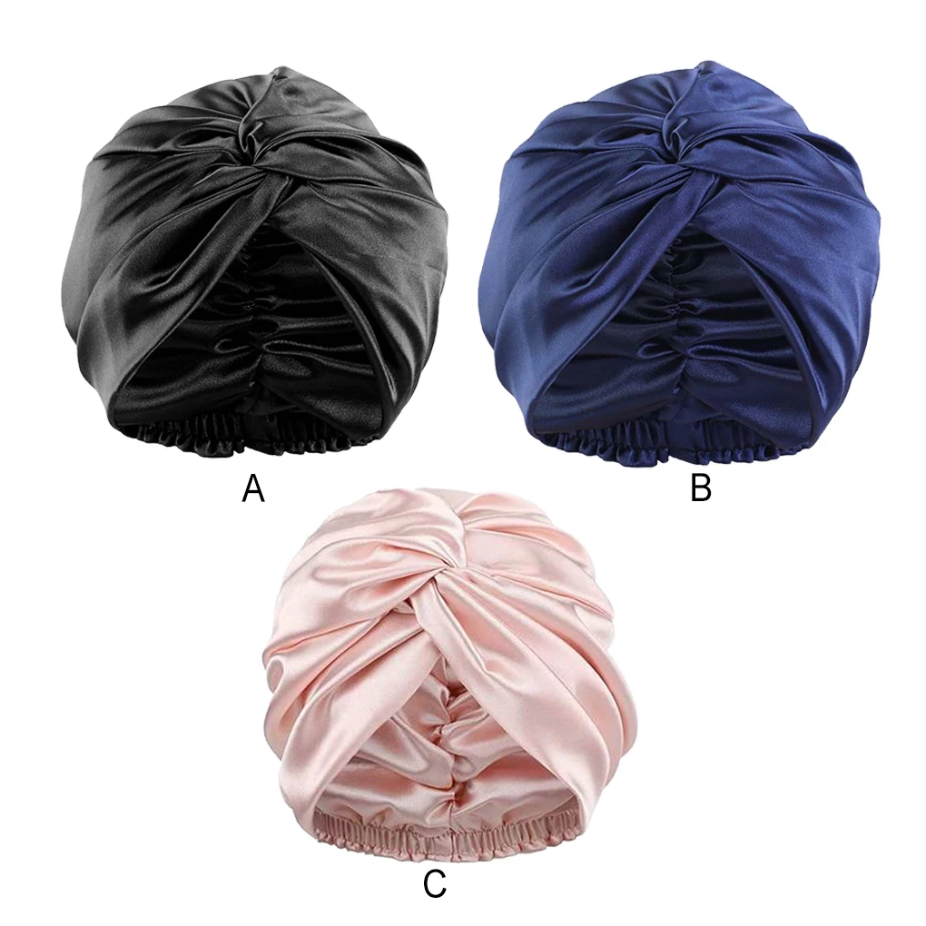 

Женская двухслойная Кепка для сна, ночная Кепка для ванной и душа, шапка для мытья лица с длинными вьющимися волосами
