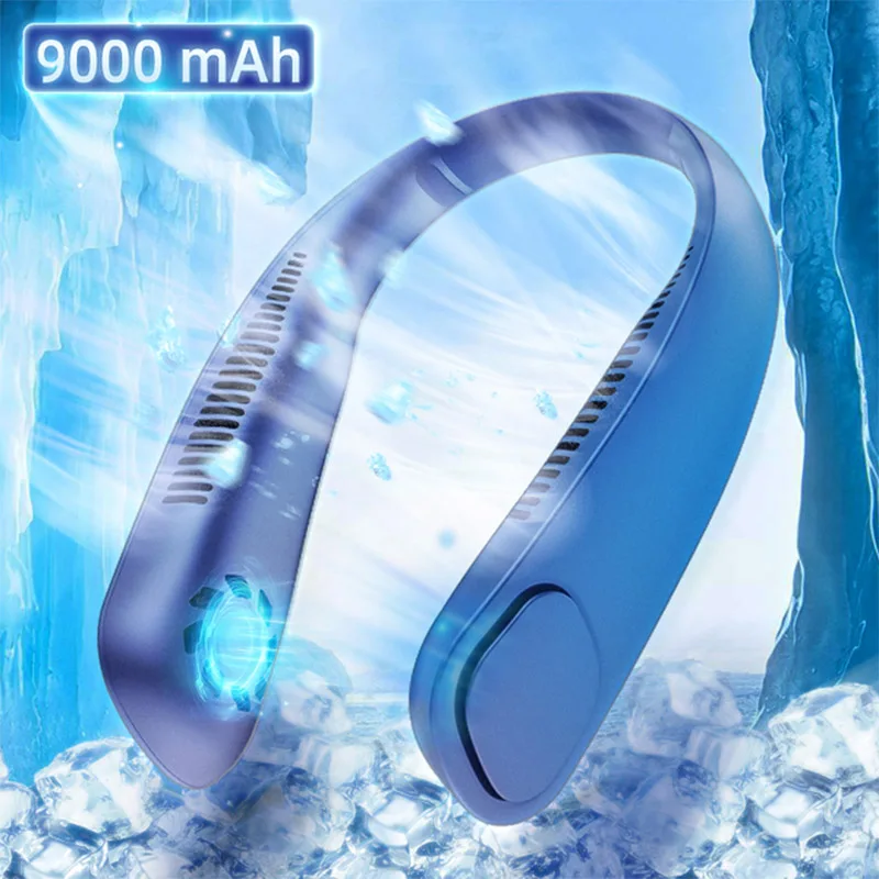 

Mini Neckband Fan Portable Bladeless Fan Rechargeable Leafless Hanging Fans Air Cooler Cooling Wearable Neckband Fans 9000mah