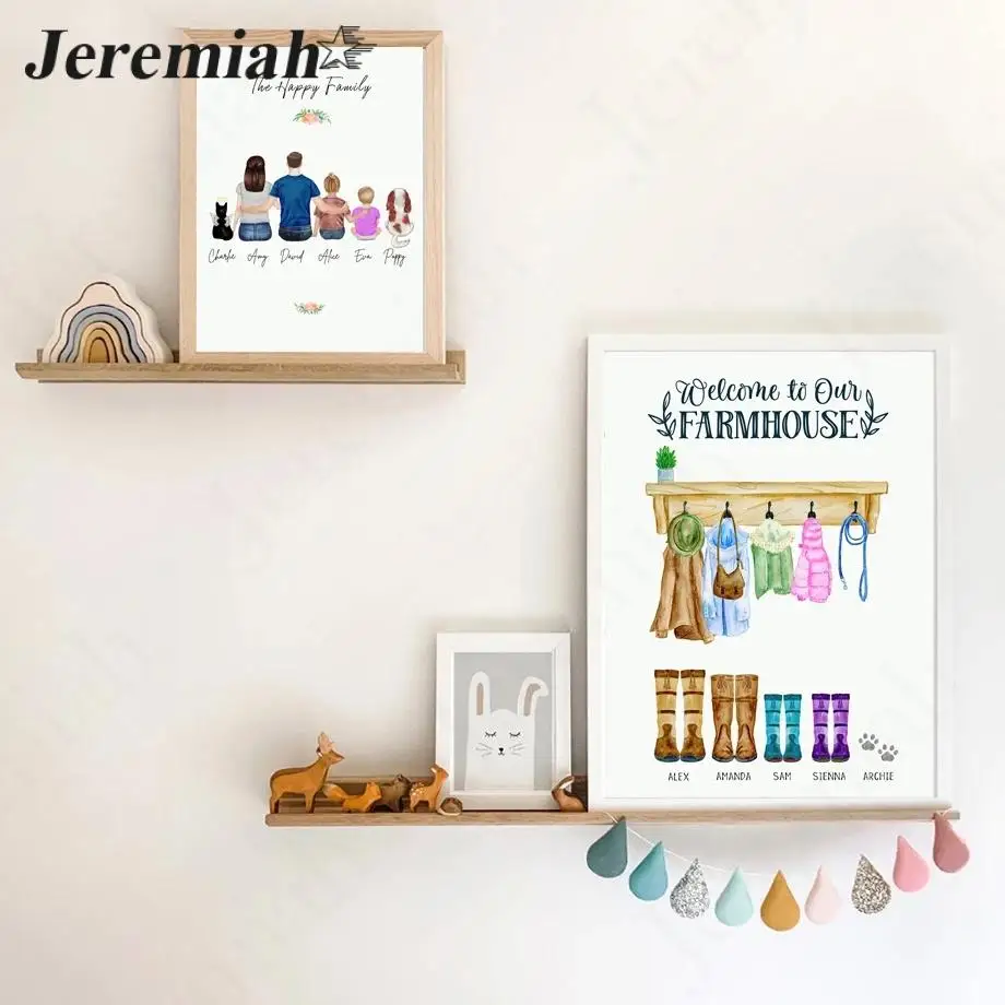 Скандинавская семейная Настенная картина с именем под заказ настенная Картина