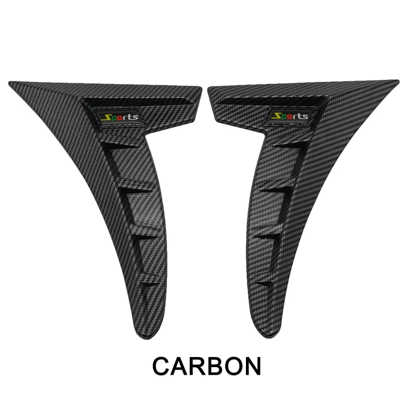 

1 пара универсальных карбоновых черных автомобильных крыльев, боковые вентиляционные отверстия, воздухозаборник, решетка, наклейка, крышка, Стайлинг автомобиля, внешние аксессуары