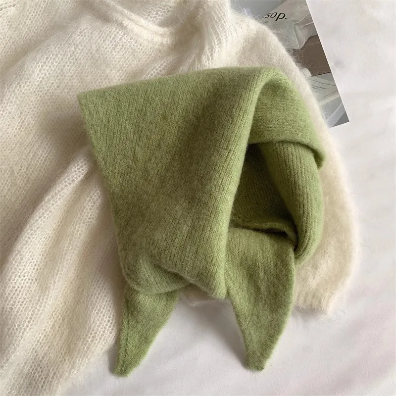 Британский оригинальный нишевый шерстяной вязаный треугольный шарф женский