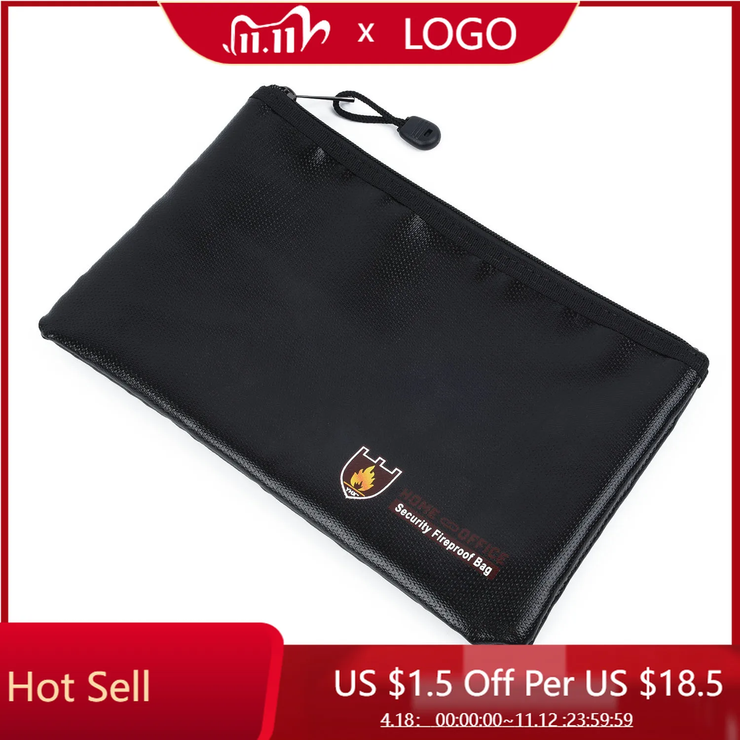 

1 Pcs Document Bags with Zipper Fireproof Waterproof For iPad, Money, Jewelry, Passport, Document Storage Case