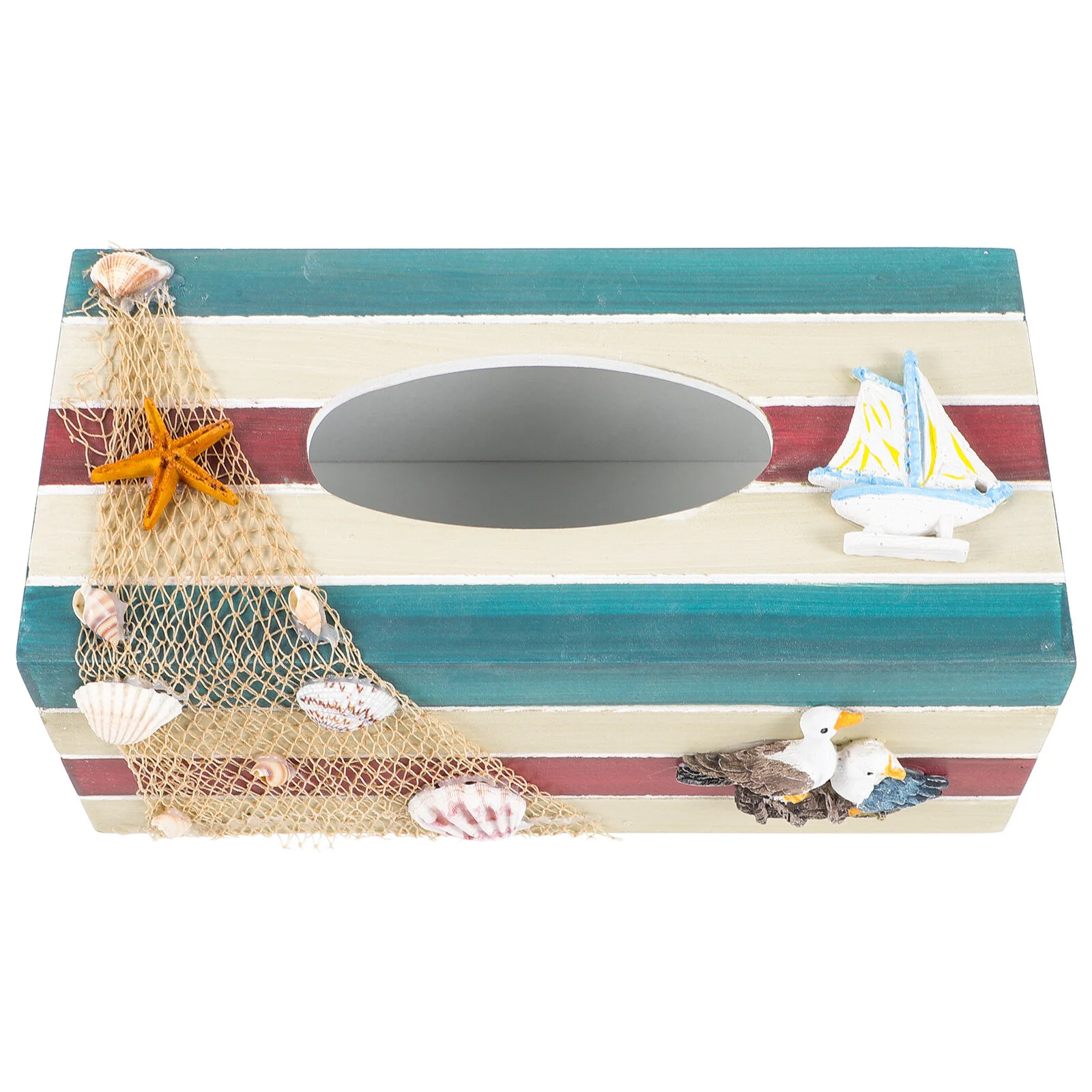 

Paper Towel Holder Nautical Room Decor Tissue Cover Rectangular Mediterranean Dispenser Ocean Beach House Decorations Home