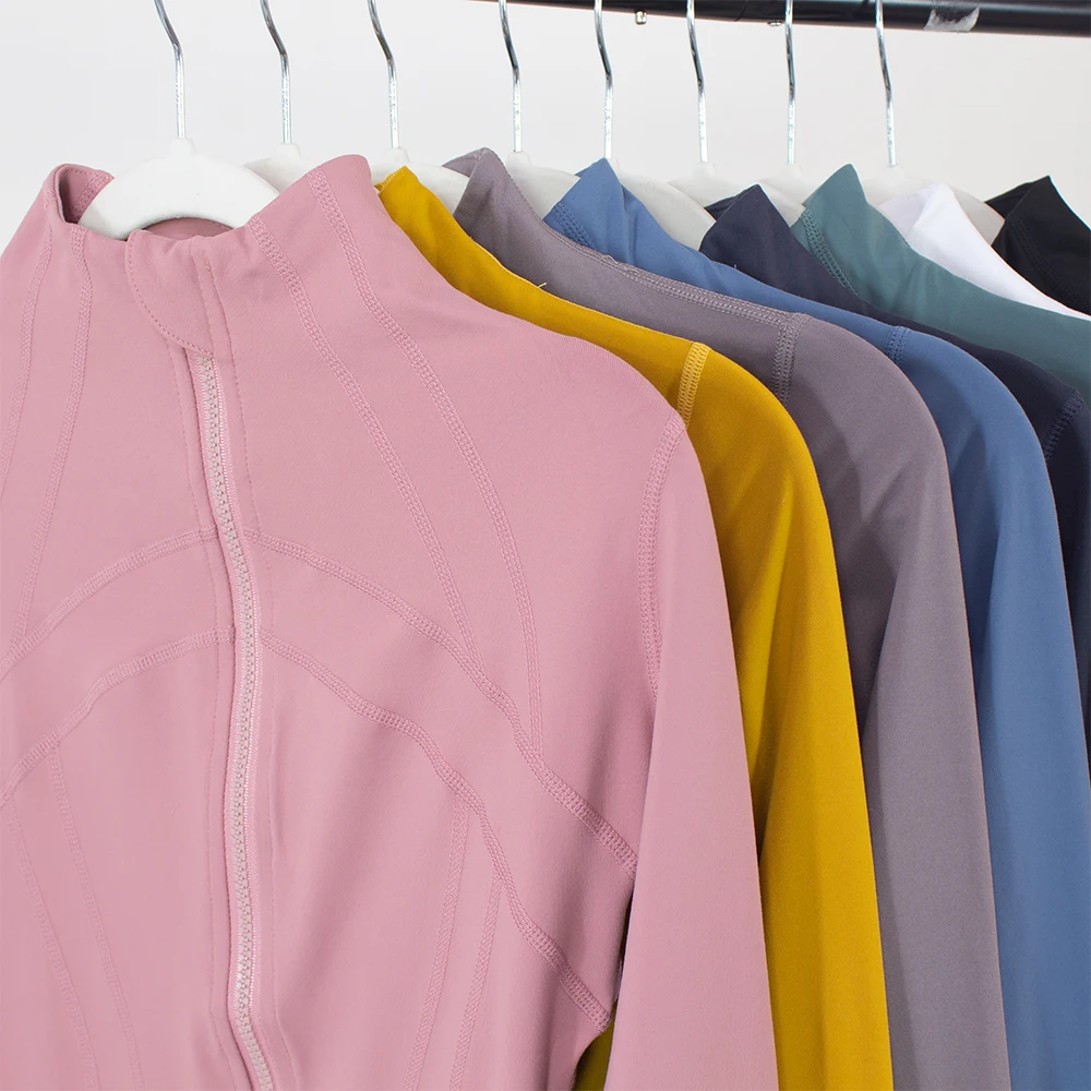 

NEW 2.0 Jacket Woman Running Sport Coat Girl Gym Outdoor Fitness Tight Tops Quick Top Nylon Slim Fit Female Workout Zipper Tops
