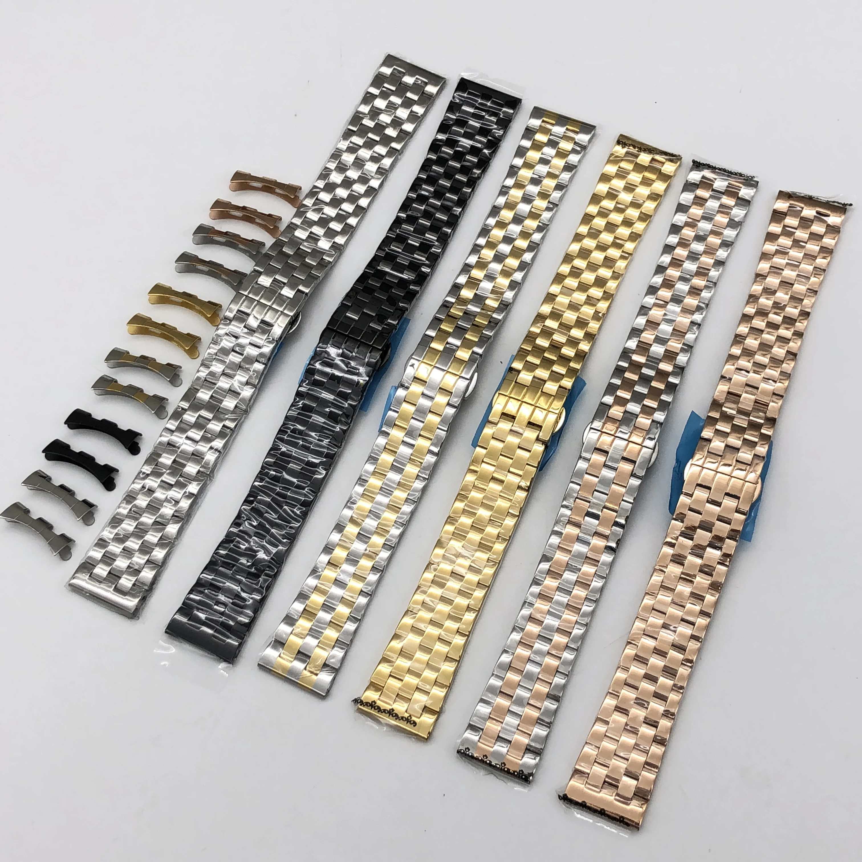 New 18 19 20 21 22 12mm High Quality Watchband Watch Parts male strip Solid Stainless steel bracelets straps for branded watch