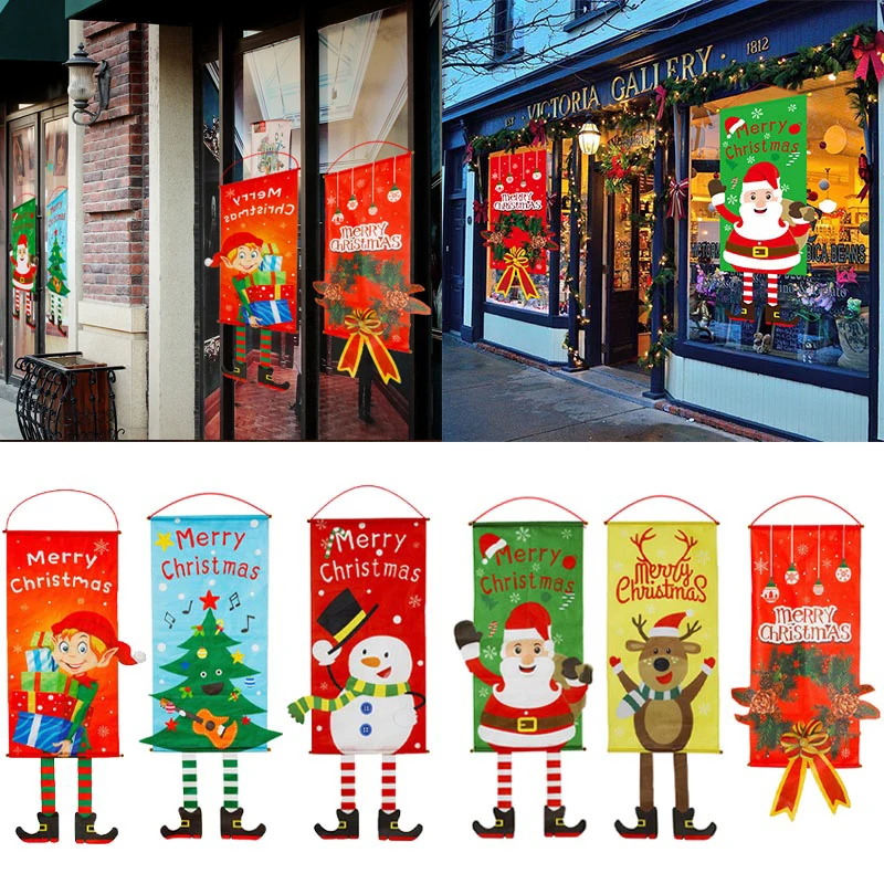 

1 шт., подвесной флаг с Санта-Клаусом, снеговиком